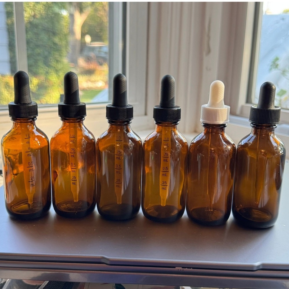 6 Pack Amber Glass Dropper Bottles Essential Oils Arts Crafts Serums Apothecary